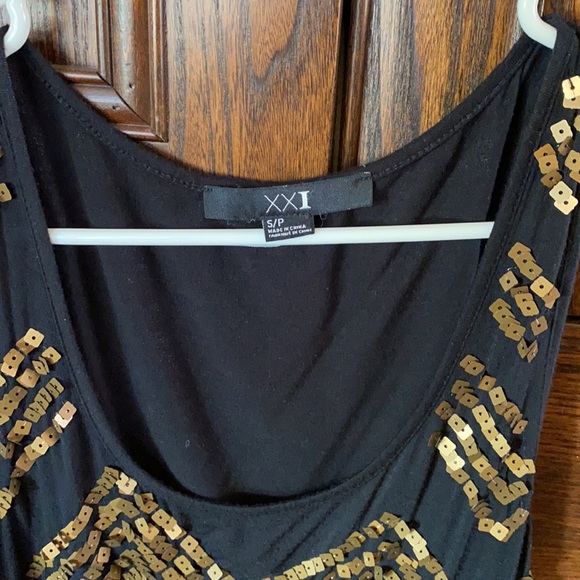 Black with Gold Sequence Tank Top XXI - Picture 2 of 3